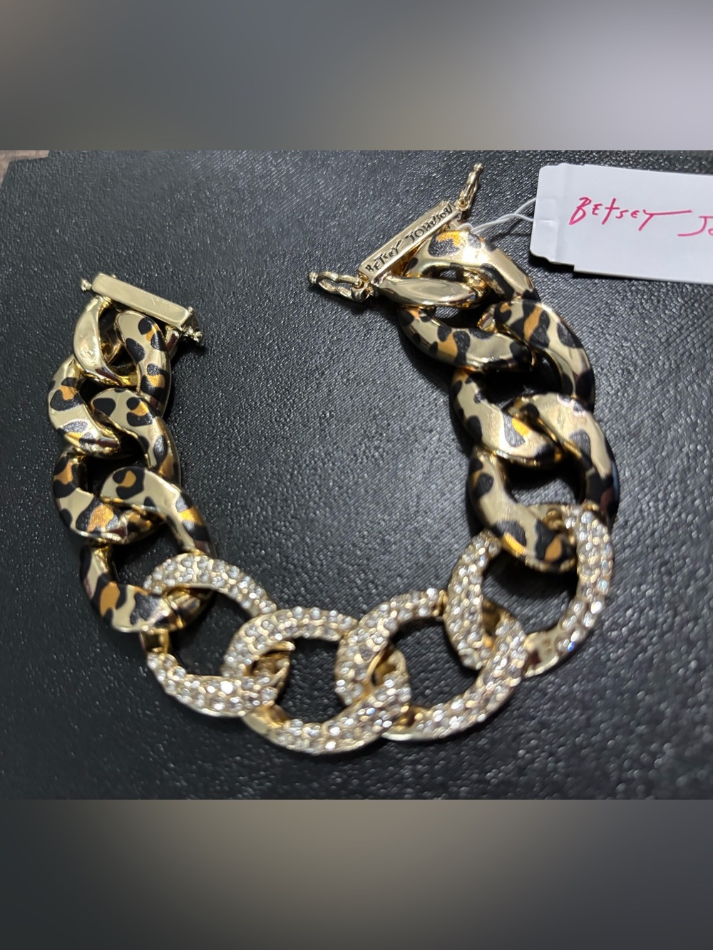 Betsey Johnson Gold Leopard Chain Link Bracelet - Picture 7 of 11